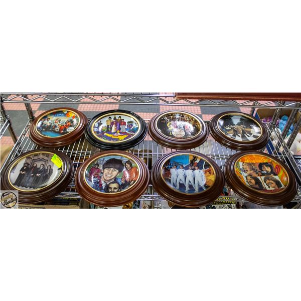 8 WOODEN ROUND FRAMED THE BEATLES