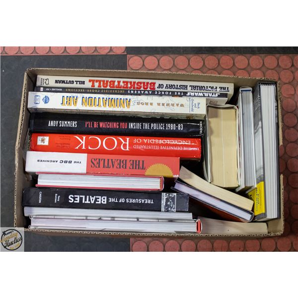 BOX FILLED WITH VARIOUS BOOKS HARD COVER+