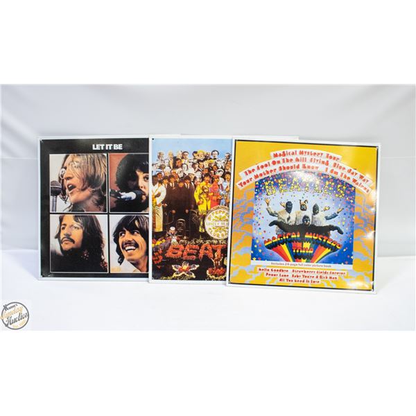 TWO VINTAGE BEATLES METAL SIGNS