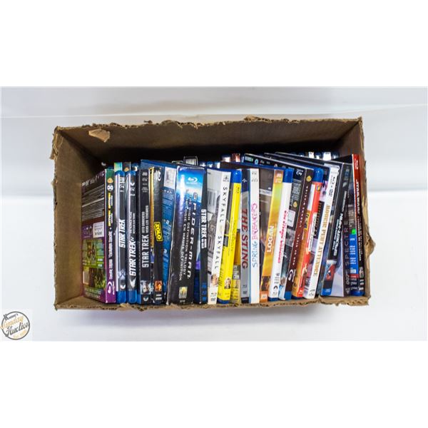 BOX OF ASSORTED BLURAYS + DVD MOVIES
