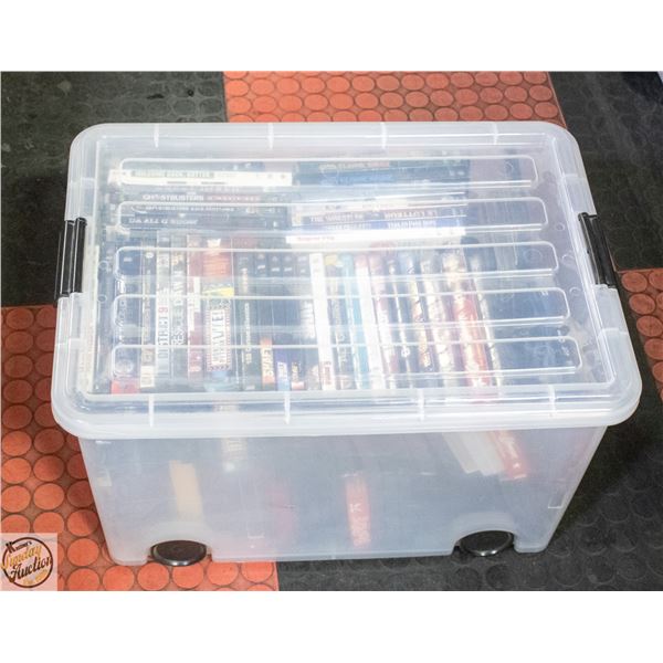 LIDDED TOTE FILLED WITH DVD MOVIES