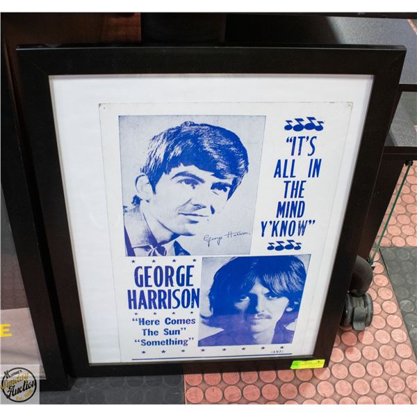 FRAMED GEORGE HARRISON POSTER 20" X 26"