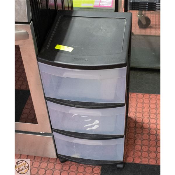 STERLITE 3-DRAWER ROLLING STORAGE - BLACK TOP