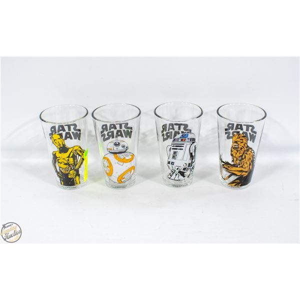 4 GLASS STARWARS DRINKING GLASS CUPS