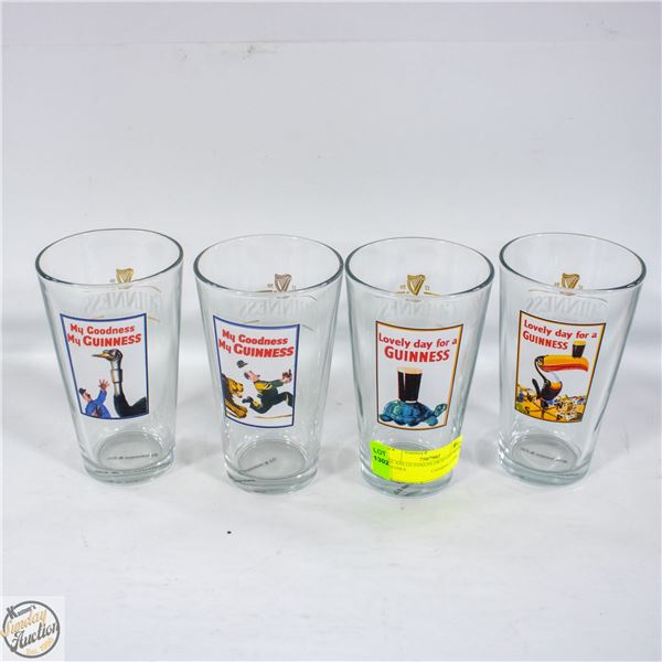 4 GLASS GUINNESS DRAUGHT BEER GLASSES