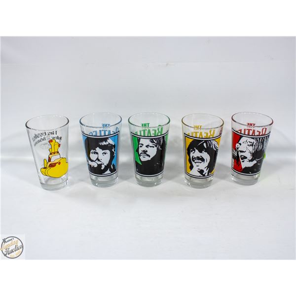5 GLASS THE BEATLES DRINKING CUPS 2007+2009