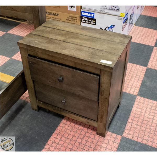 SET OF 2 SOLID DARK WOOD 2-DRAWER SIDE