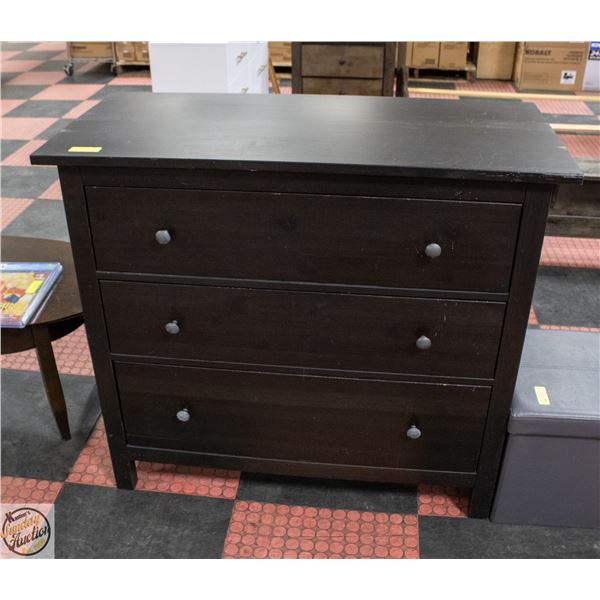 SOLID DARK WOOD 3-DRAWER DRESSER - LARGE EASY