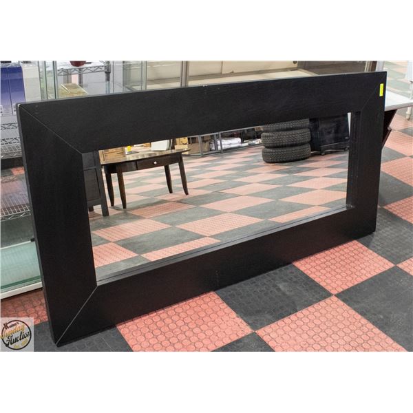 DARK WOOD FRAMED LARGE MIRROR - HORIZONTAL