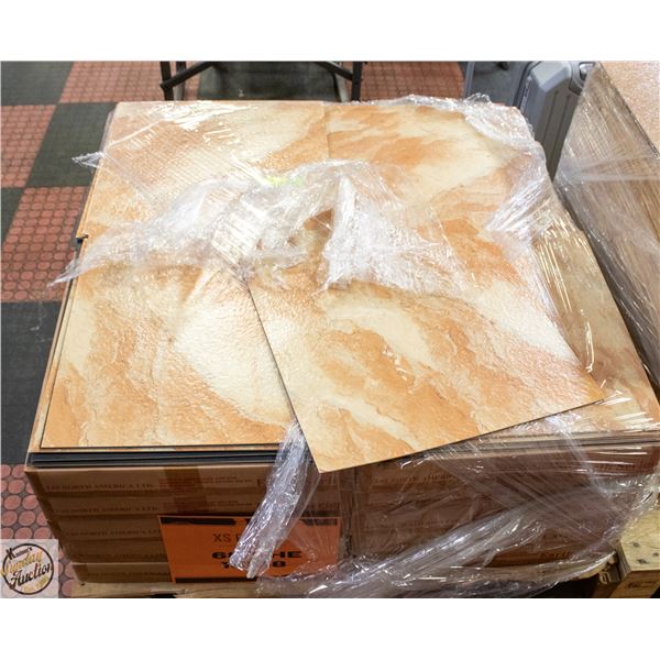 900 SF LOT OF BEIGE & ORG GLUEDOWN VINYL FLOORING