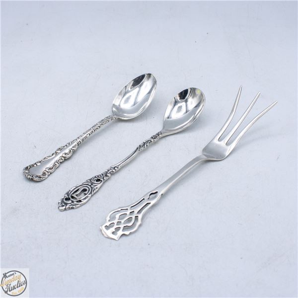 92.5% STERLING SPOONS AND FORK - 31.4 GRAMS