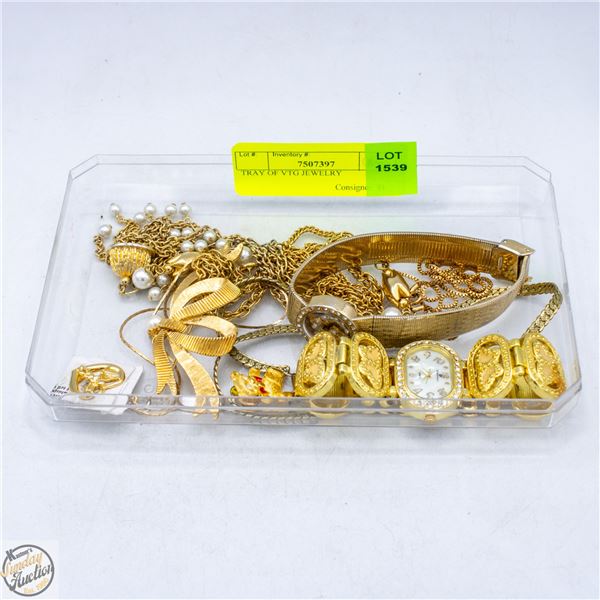 TRAY OF VTG JEWELRY