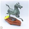Image 1 : CAST METAL HORSE FIGURE ON WOODEN STAND
