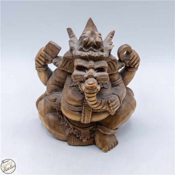WOODEN CARVED DRAGON BUDDAH TYPE STATUE