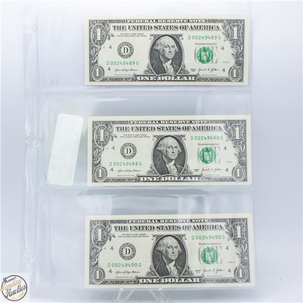 3X$1 CONSECUTIVE SE# BANK NOTES