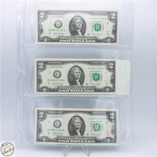 3X$2 CONSECUTIVE SE# BANK NOTES