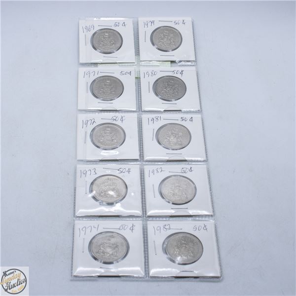 10X50 CENT PIECES 1969-1983