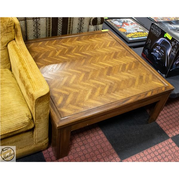 VINTAGE OAK PARQUET COFFEE TABLE