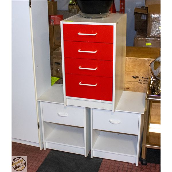 ESTATE IKEA STYLE WHITE/RED CABINETS (3)