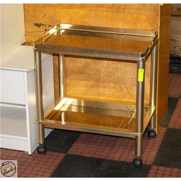 VINTAGE 2 TIER METAL MIRRORED BAR CART