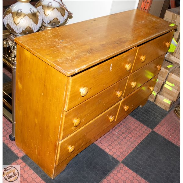 VINTAGE SOLID PINE 6 DRAWER DRESSER- MEASURES