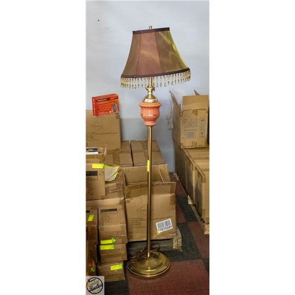 VINTAGE PINK GLASS 58" FLOOR LAMP (BASE IS LOOSE)