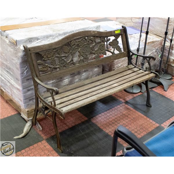 IRON/WOOD BENCH- 45" X 31" X 21"