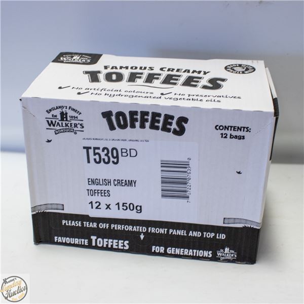 WALKERS ENGLISH CREAMY TOFFEE 12 X 150G BAGS/BOX