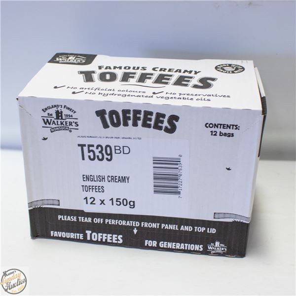 WALKERS ENGLISH CREAMY TOFFEE 12 X 150G BAGS/BOX