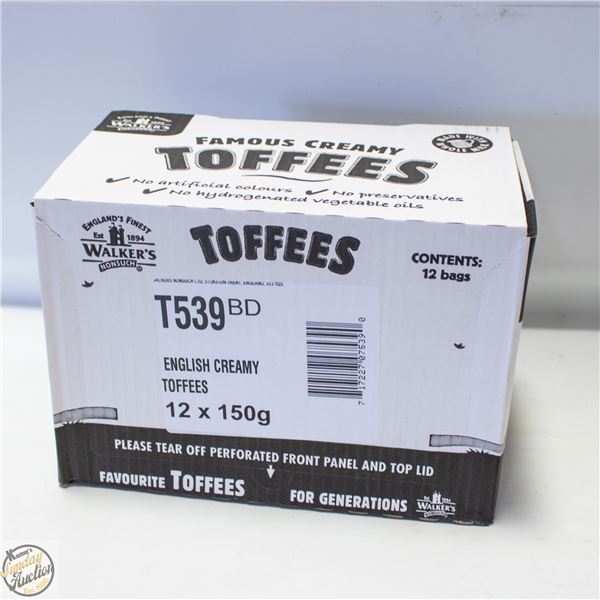 WALKERS ENGLISH CREAMY TOFFEE 12 X 150G BAGS/BOX