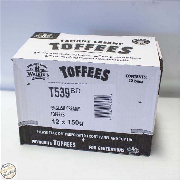 WALKERS ENGLISH CREAMY TOFFEE 12 X 150G BAGS/BOX