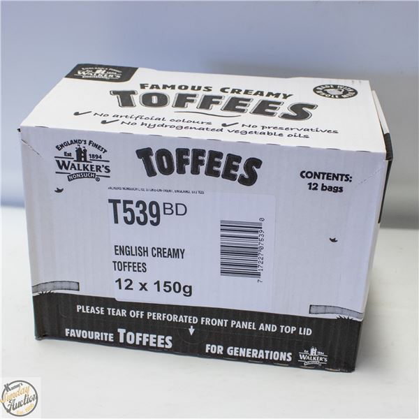 WALKERS ENGLISH CREAMY TOFFEE 12 X 150G BAGS/BOX