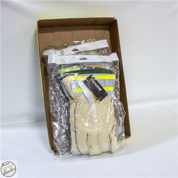 3 SEALED SUPERIOR WORK GLOVES HI VIZ MEDIUM