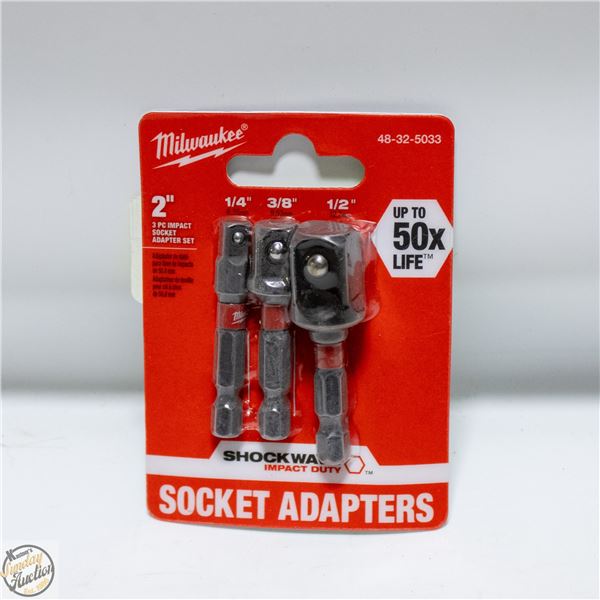 MILWAUKEE 2 INCH 3 PACK IMPACT SOCKET ADAPTOR SET