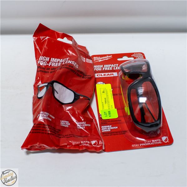 2 PCS MILWAUKEE CLEAR SAFETY GLASS NEW