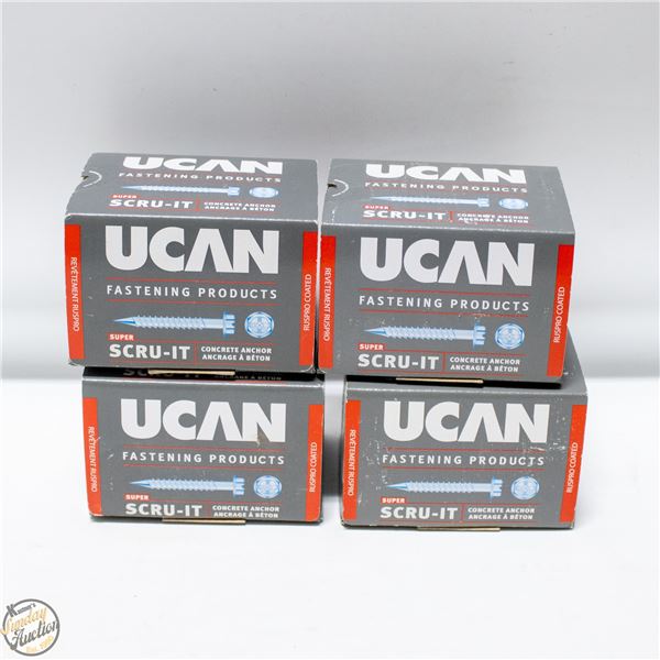 4 BOXES OF UCAN CONCRETE ANCHORS (BOXES OF 100EA)