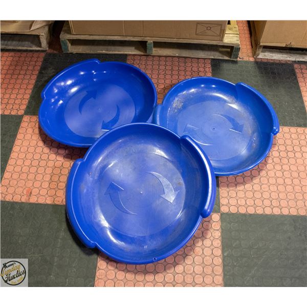 PLASTIC SAUCER STYLE SNOW SLED- LOT OF 3