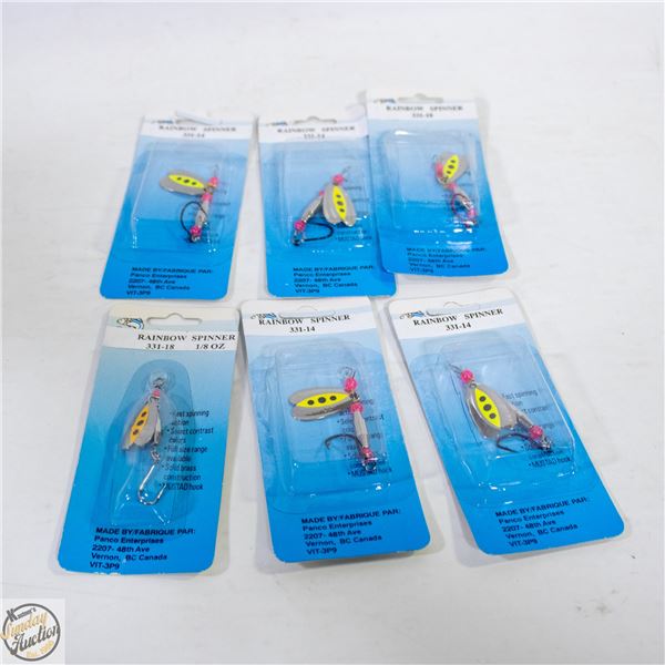 6 X RAINBOW SPINNERS