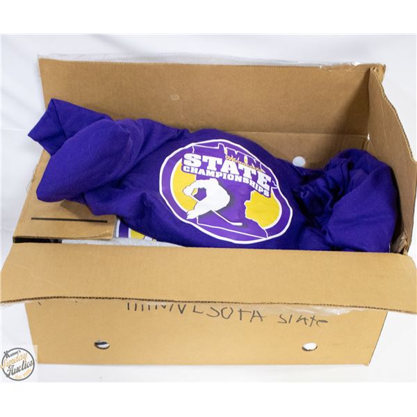 BOX W/APPROX.30 NEW HOCKEY SHIRTS AND HOODIES