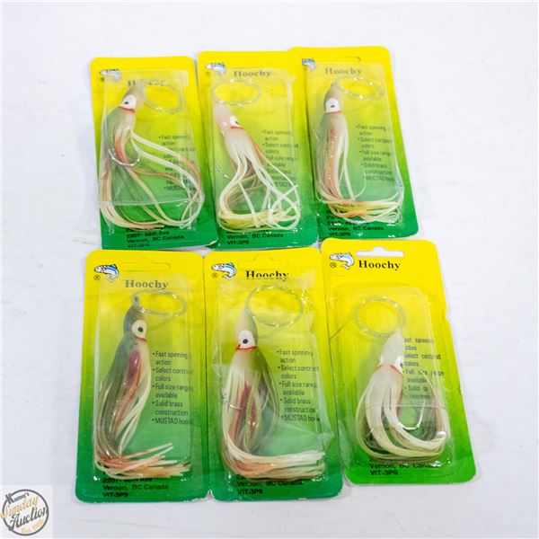 6 X HOOCHY FISHING LURES