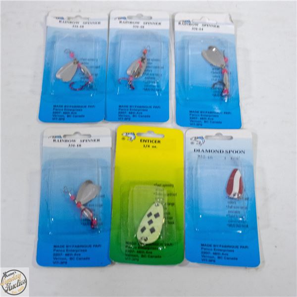 6 X RAINBOW SPINNERS