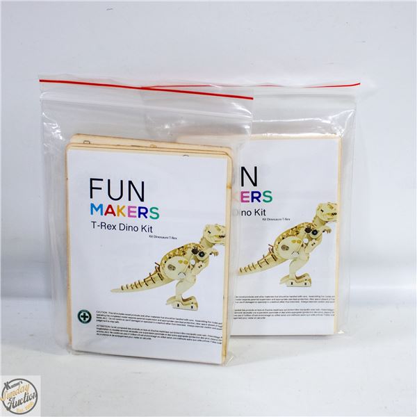 2 T-REX WINDUP FUN MAKERS DINOSAUR BUILDER KITS