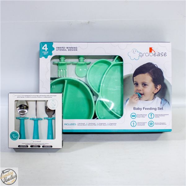 GRABEASE SILICONE BABY DISH SET+BONUS CUTLERY SET