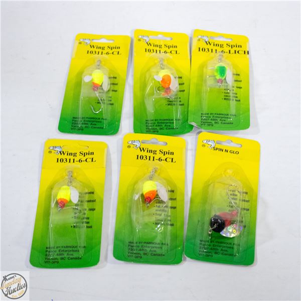 6 X WING SPIN FISHING LURES