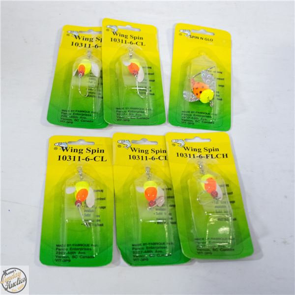 6 X WING SPIN FISHING LURES