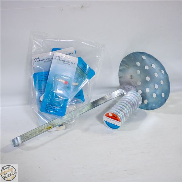 ICE FISHING KIT-6 DARTER GRUBS+12 SPOOLS FISHING-
