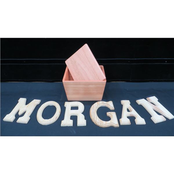 Wooden Collector Box 8" x 7" With Wooden Letters "MORGAN"