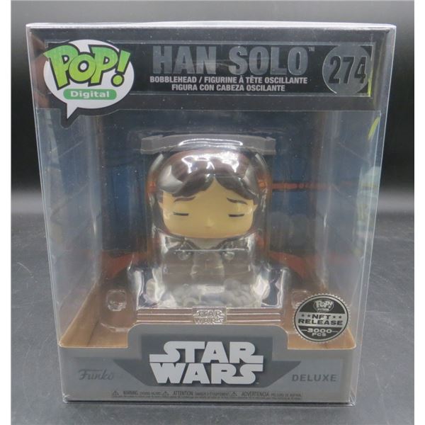 New Funko Pop NFT Star Wars Han Solo Bobblehead With soft Protector BV $85