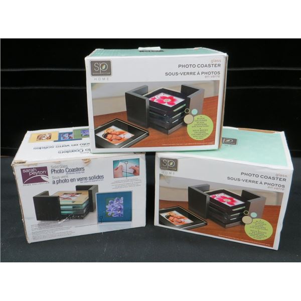 3 New Sets Of Glass Photo Coasters