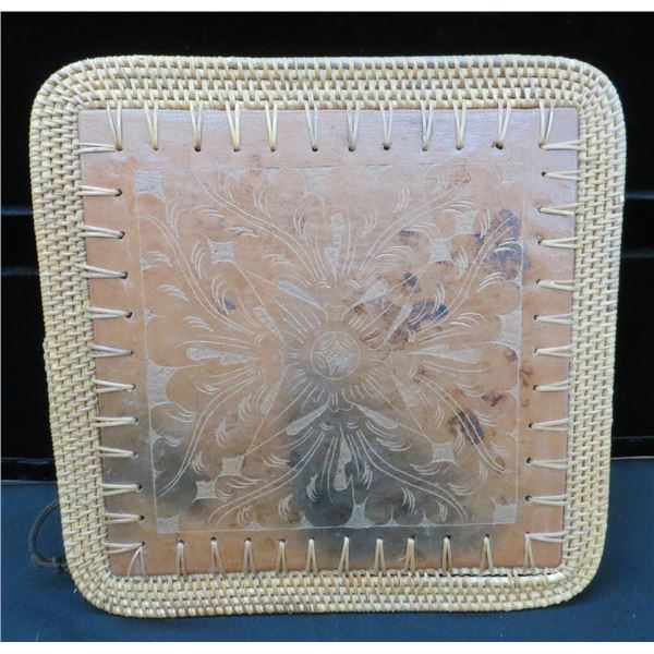 Vintage Rattan Tile Trivet 10" x 10"